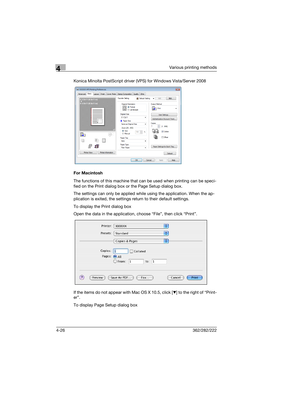 For macintosh, For macintosh -26 | Konica Minolta bizhub 222 User Manual | Page 77 / 94