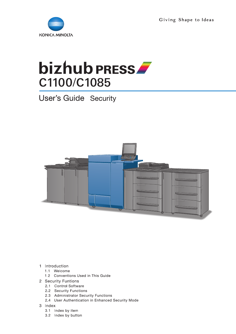 Konica Minolta bizhub PRESS C1100 User Manual | 68 pages