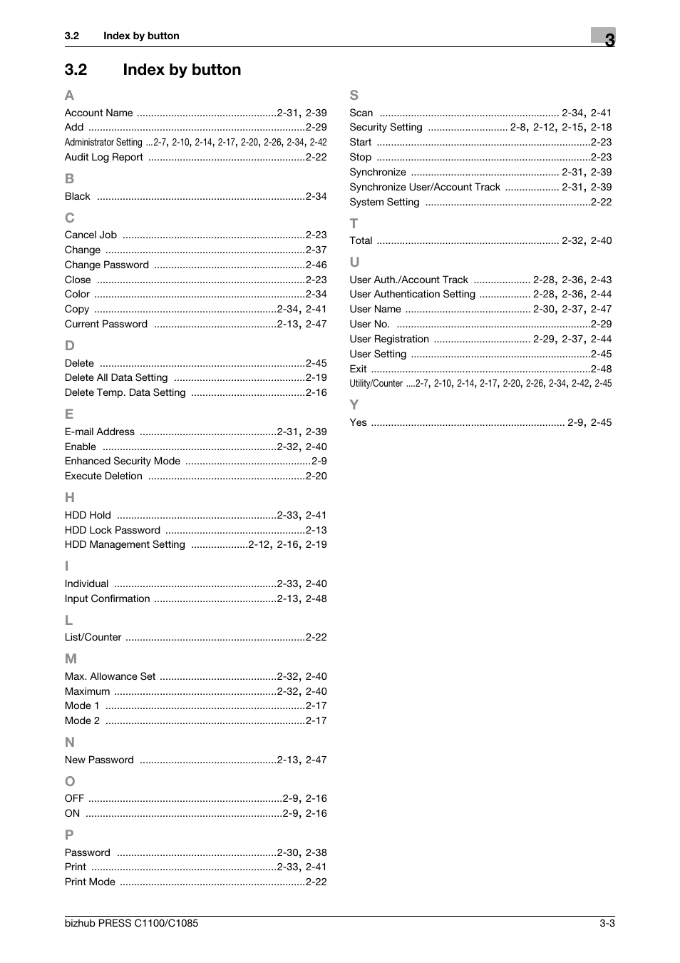 2 index by button, Index by button -3 | Konica Minolta bizhub PRESS C1100 User Manual | Page 59 / 68