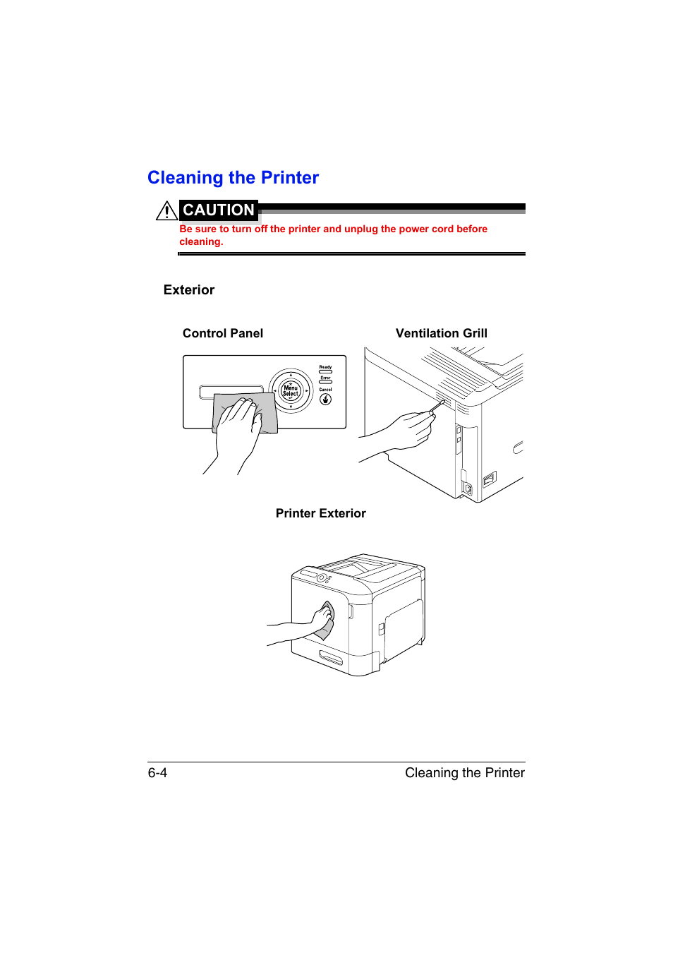 Cleaning the printer, Exterior, Cleaning the printer -4 | Exterior -4 | Konica Minolta magicolor 3730DN User Manual | Page 107 / 164