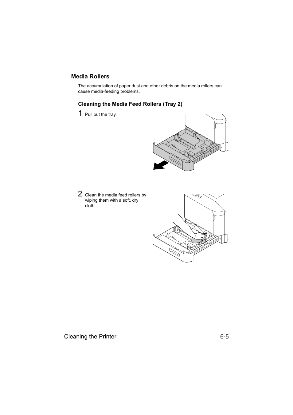 Media rollers, Cleaning the media feed rollers (tray 2), Media rollers -5 | Cleaning the media feed rollers (tray 2) -5 | Konica Minolta magicolor 3730DN User Manual | Page 108 / 164