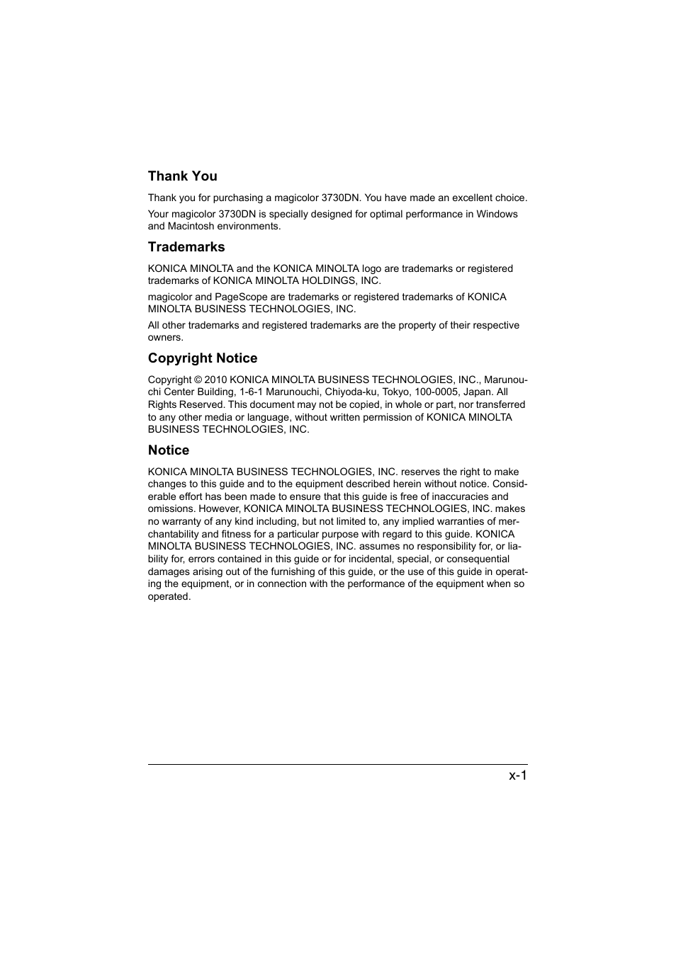 Konica Minolta magicolor 3730DN User Manual | Page 2 / 164