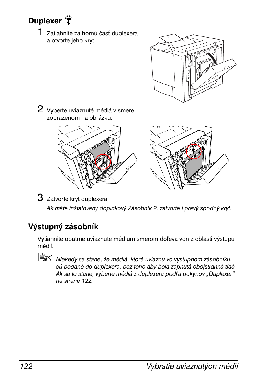 Duplexer, Výstupný zásobník, Duplexer 122 výstupný zásobník 122 | Konica Minolta Magicolor 2350EN User Manual | Page 124 / 208