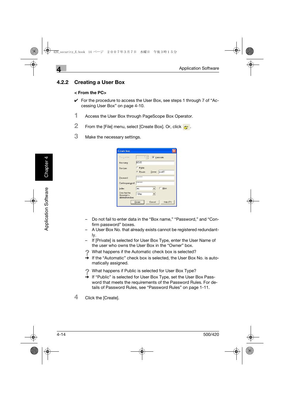 2 creating a user box, From the pc, Creating a user box -14 < from the pc> -14 | Konica Minolta bizhub 500 User Manual | Page 169 / 194