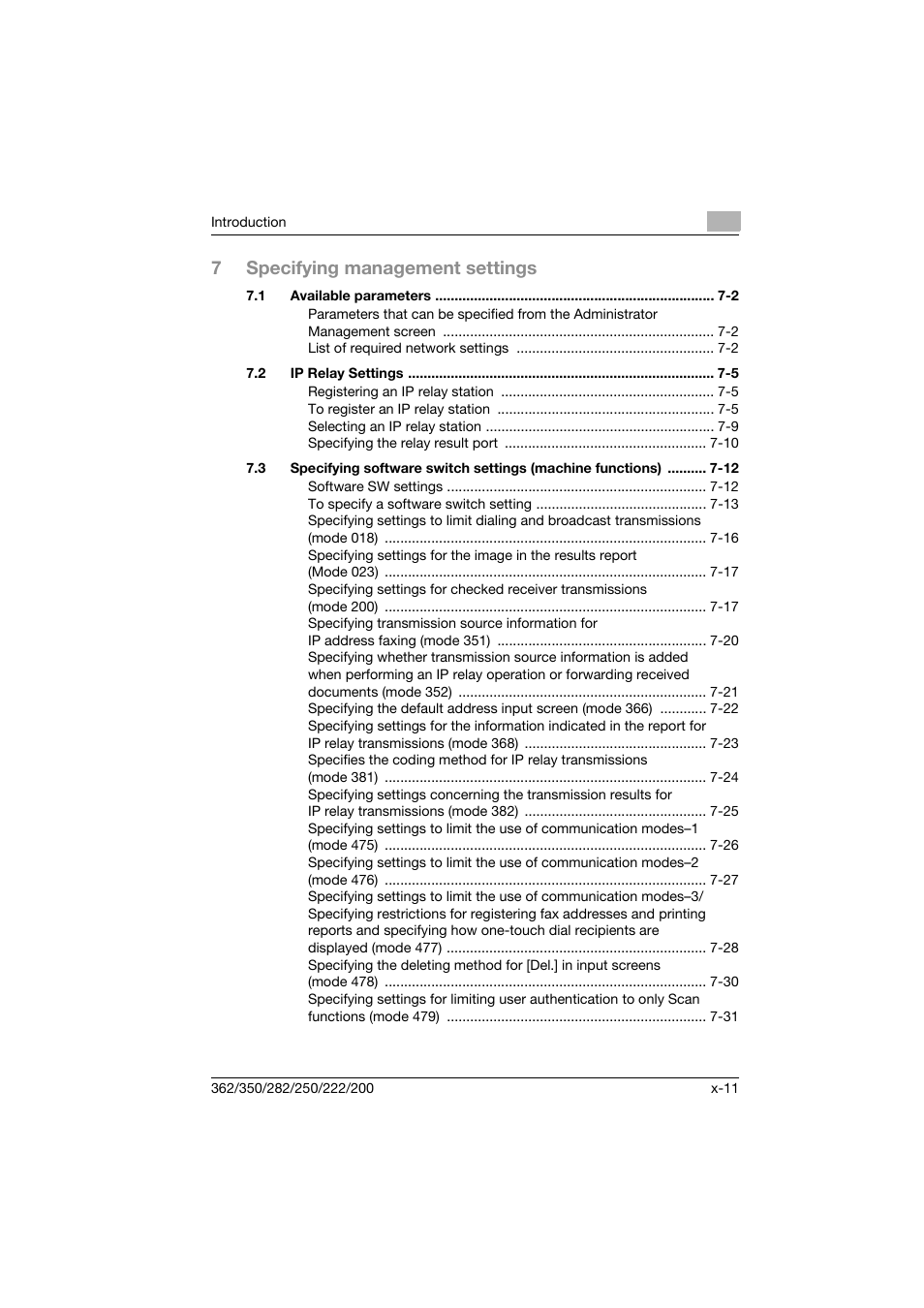 7specifying management settings | Konica Minolta bizhub 282 User Manual | Page 12 / 288