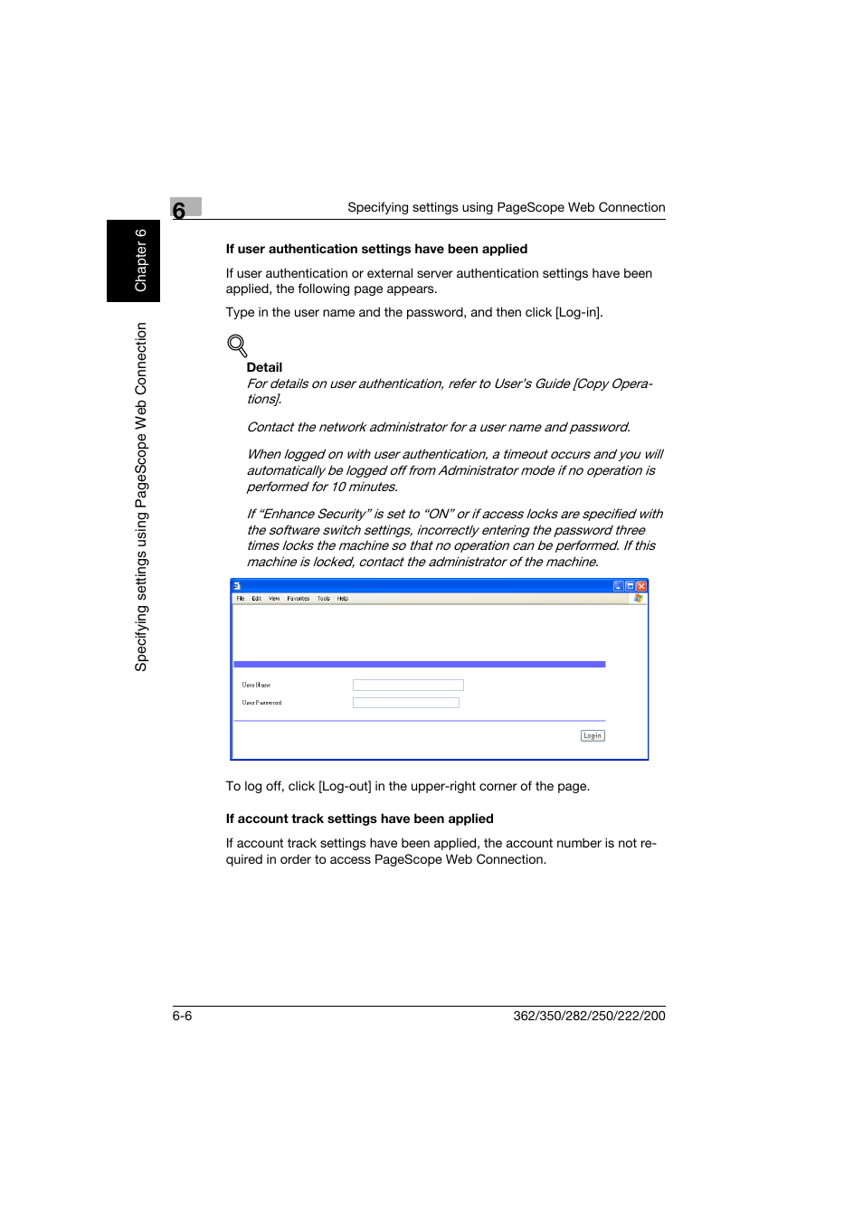 If user authentication settings have been applied, If account track settings have been applied | Konica Minolta bizhub 282 User Manual | Page 209 / 288