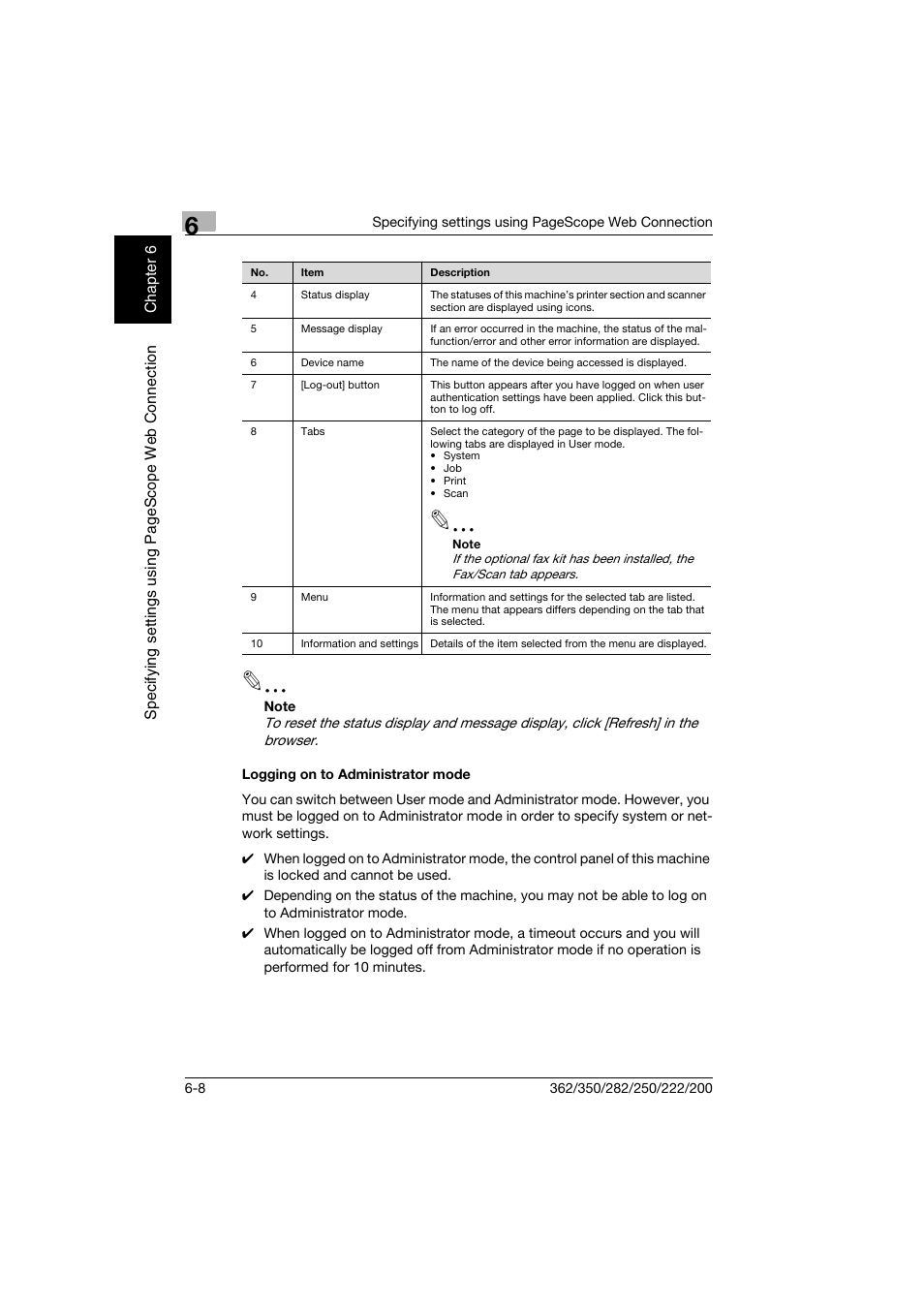 Logging on to administrator mode, Logging on to administrator mode -8 | Konica Minolta bizhub 282 User Manual | Page 211 / 288