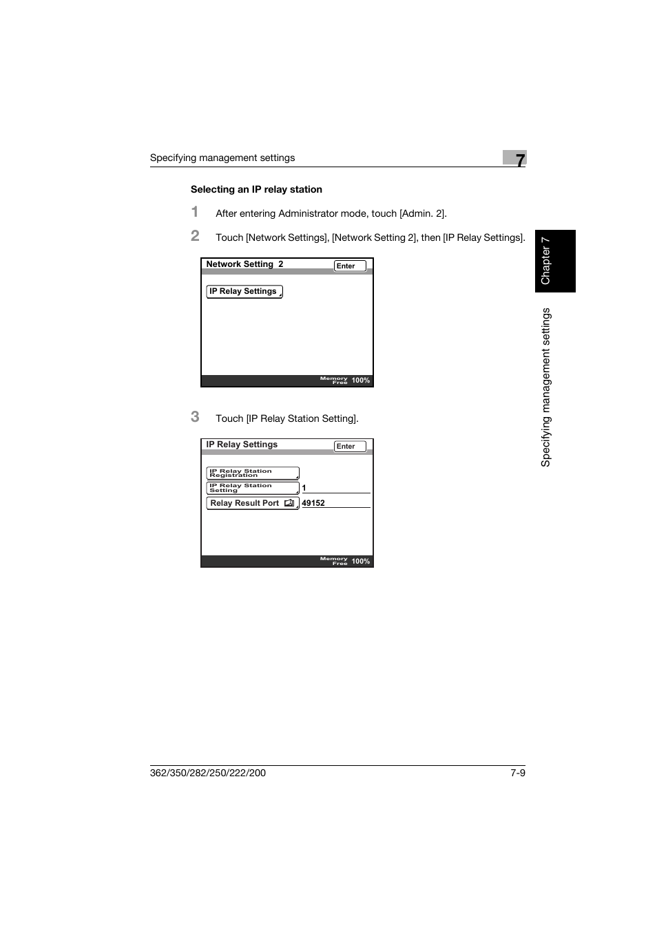 Selecting an ip relay station, Selecting an ip relay station -9 | Konica Minolta bizhub 282 User Manual | Page 240 / 288