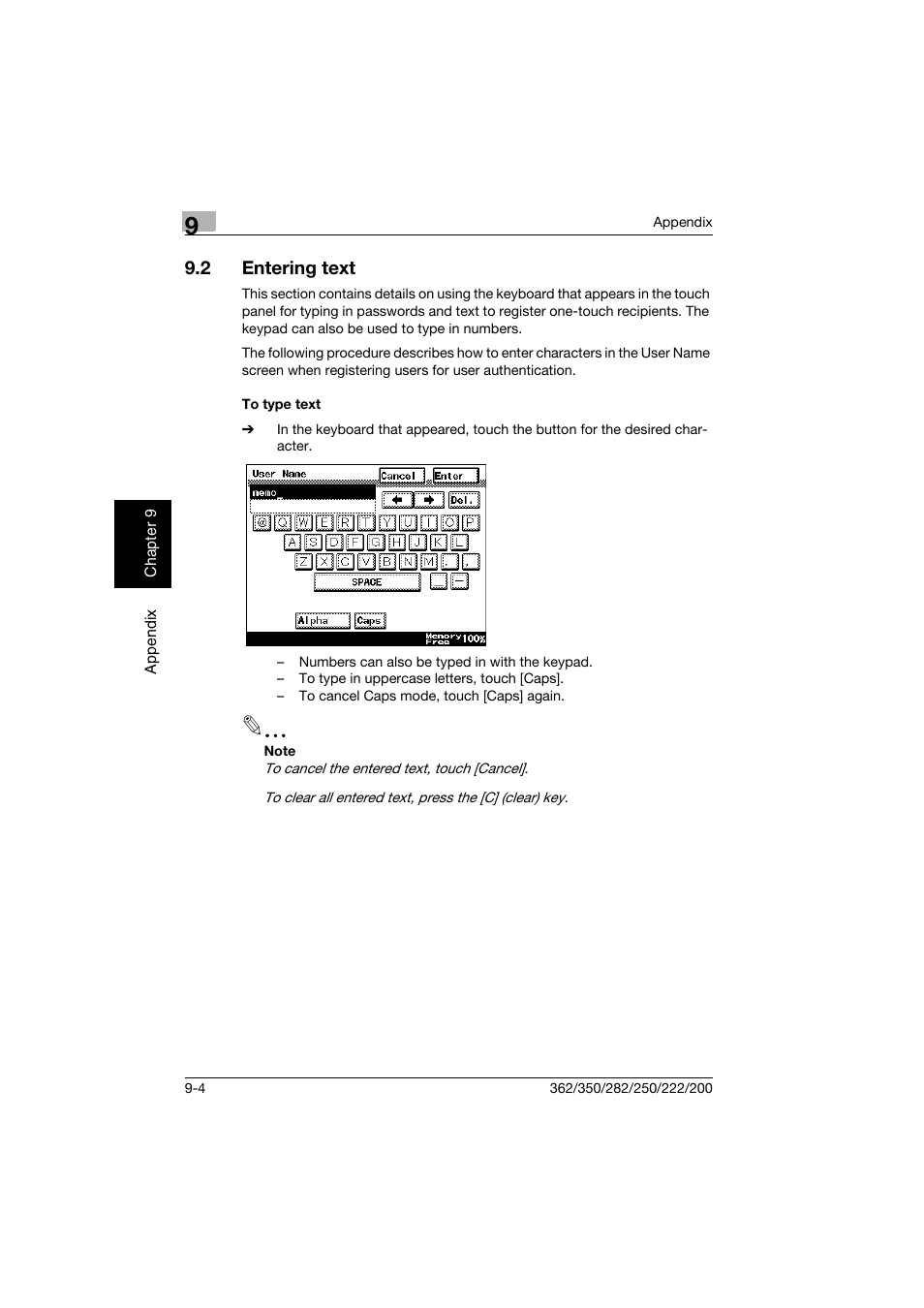 2 entering text, To type text, Entering text -4 | To type text -4 | Konica Minolta bizhub 282 User Manual | Page 279 / 288