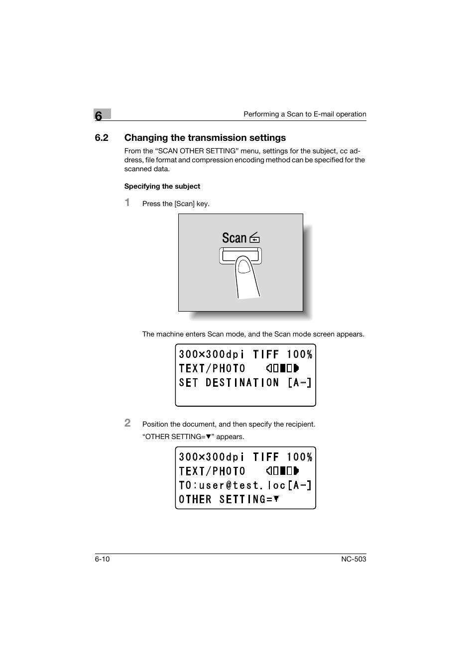 2 changing the transmission settings, Specifying the subject, Changing the transmission settings -10 | Specifying the subject -10 | Konica Minolta NC-503 User Manual | Page 117 / 244