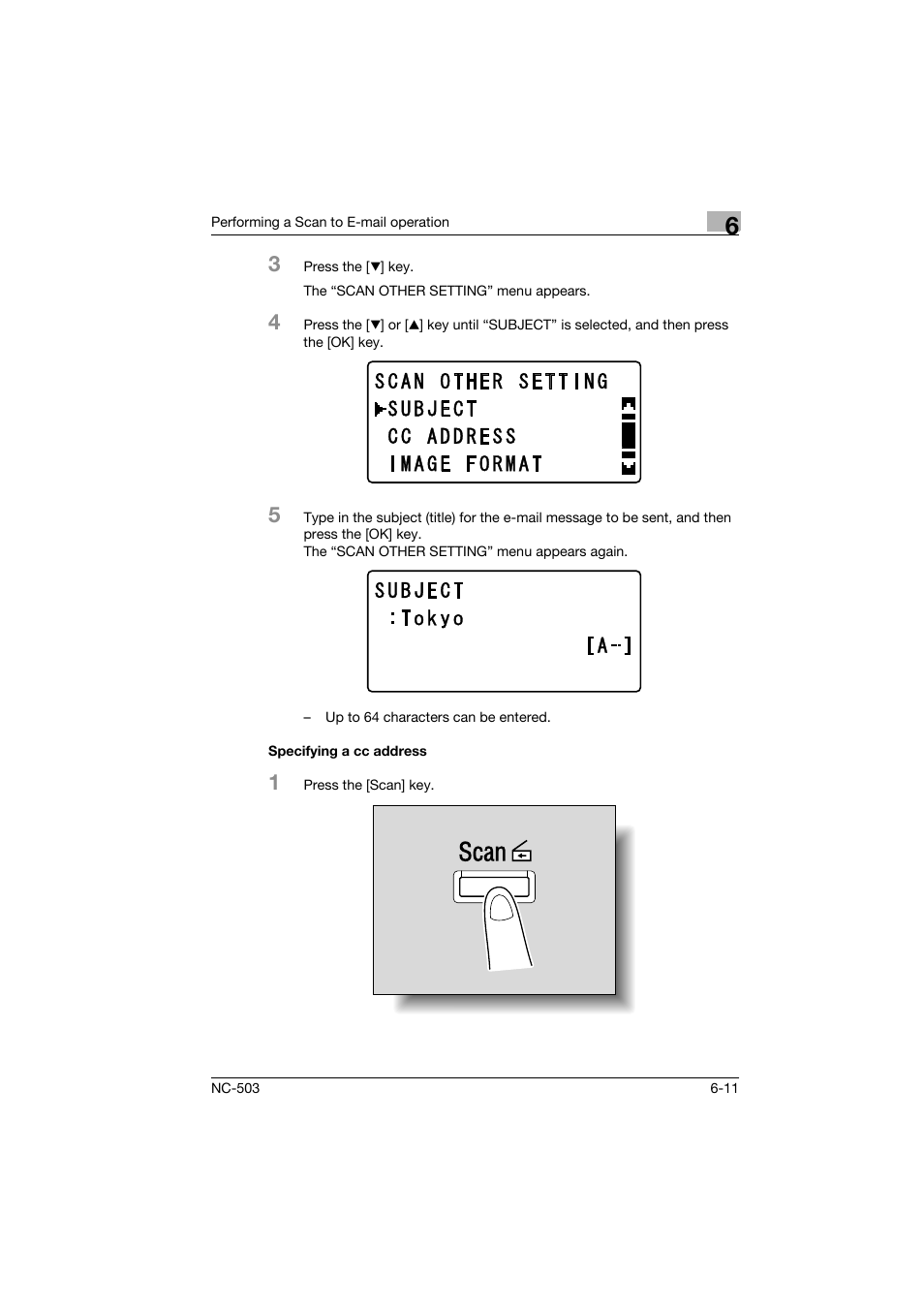 Specifying a cc address, Specifying a cc address -11 | Konica Minolta NC-503 User Manual | Page 118 / 244