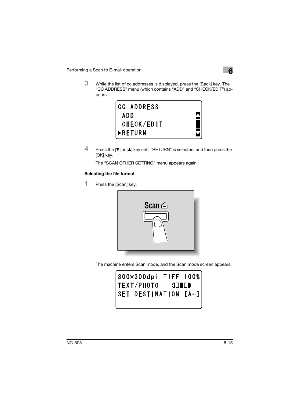 Selecting the file format, Selecting the file format -15 | Konica Minolta NC-503 User Manual | Page 122 / 244