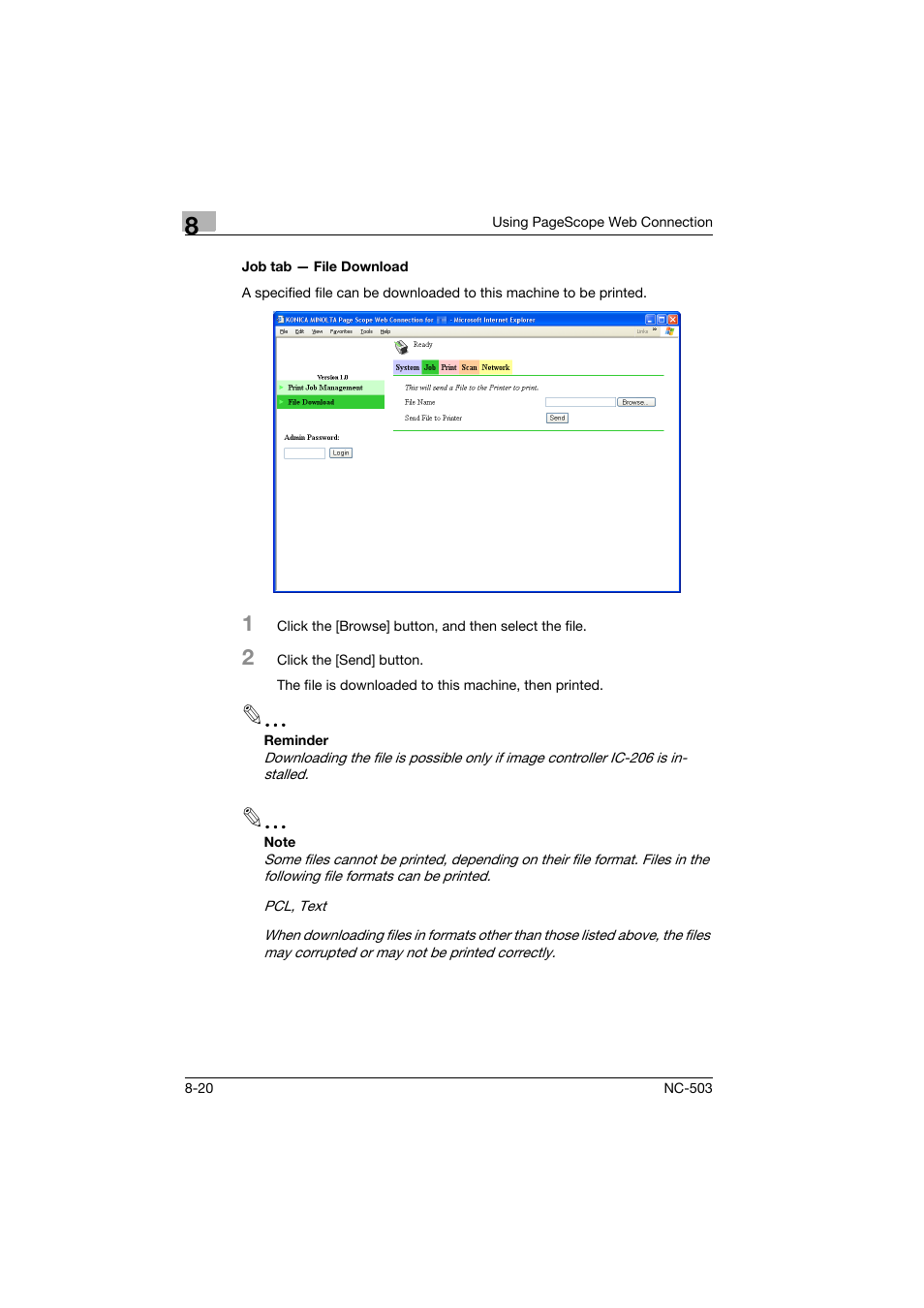 Job tab - file download, Job tab — file download -20 | Konica Minolta NC-503 User Manual | Page 185 / 244