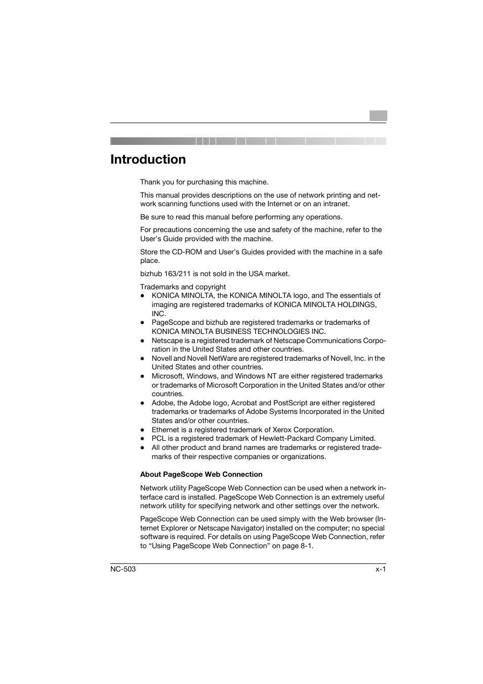 Introduction | Konica Minolta NC-503 User Manual | Page 2 / 244