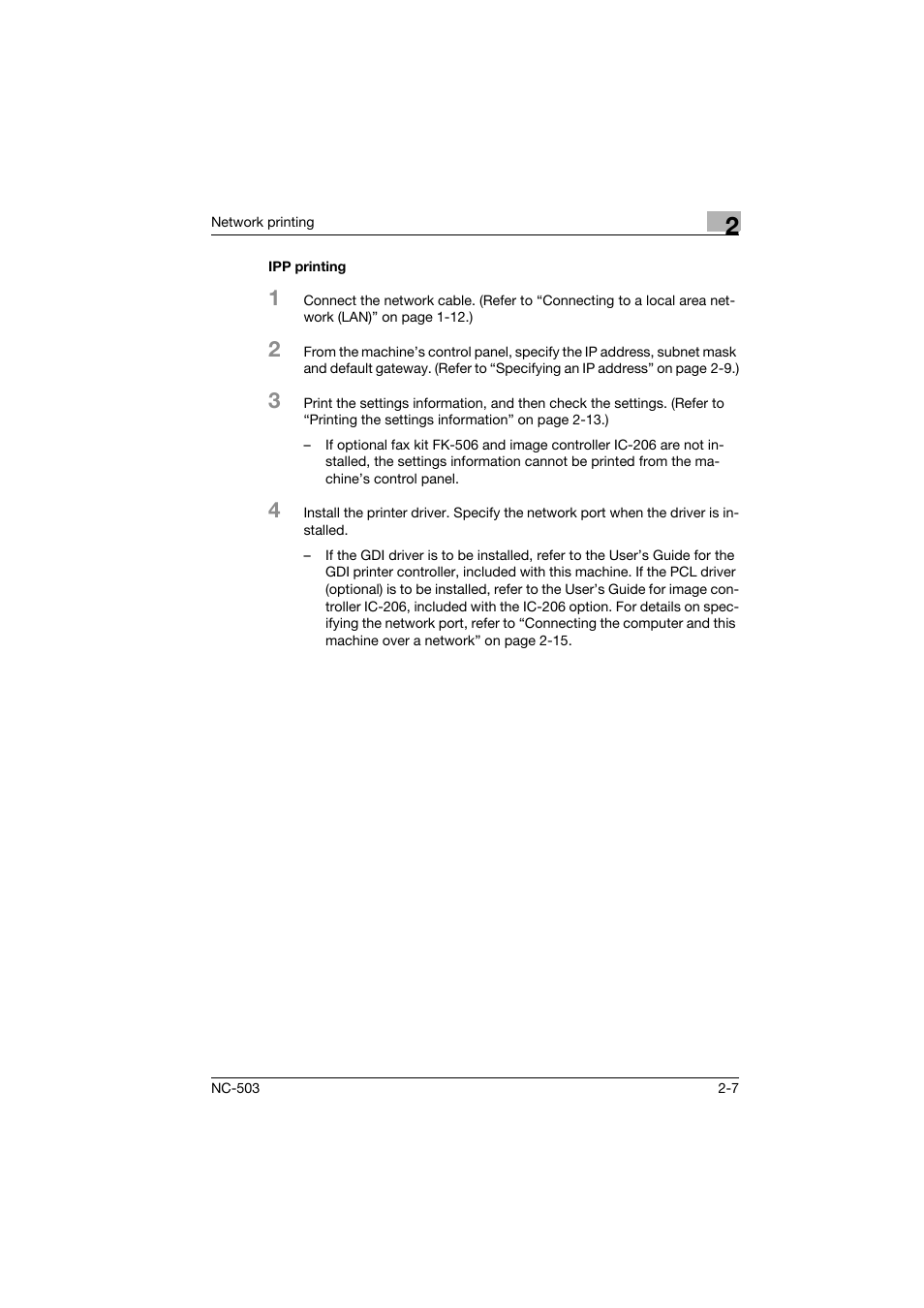 Ipp printing, Ipp printing -7 | Konica Minolta NC-503 User Manual | Page 30 / 244