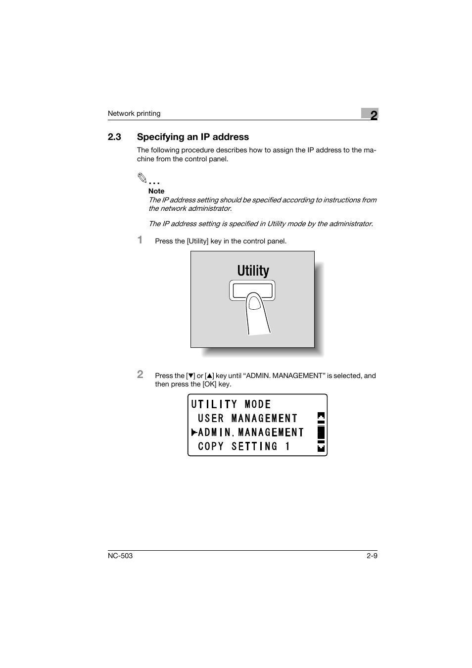 3 specifying an ip address, Specifying an ip address -9 | Konica Minolta NC-503 User Manual | Page 32 / 244