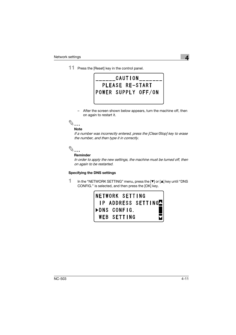 Specifying the dns settings, Specifying the dns settings -11 | Konica Minolta NC-503 User Manual | Page 62 / 244