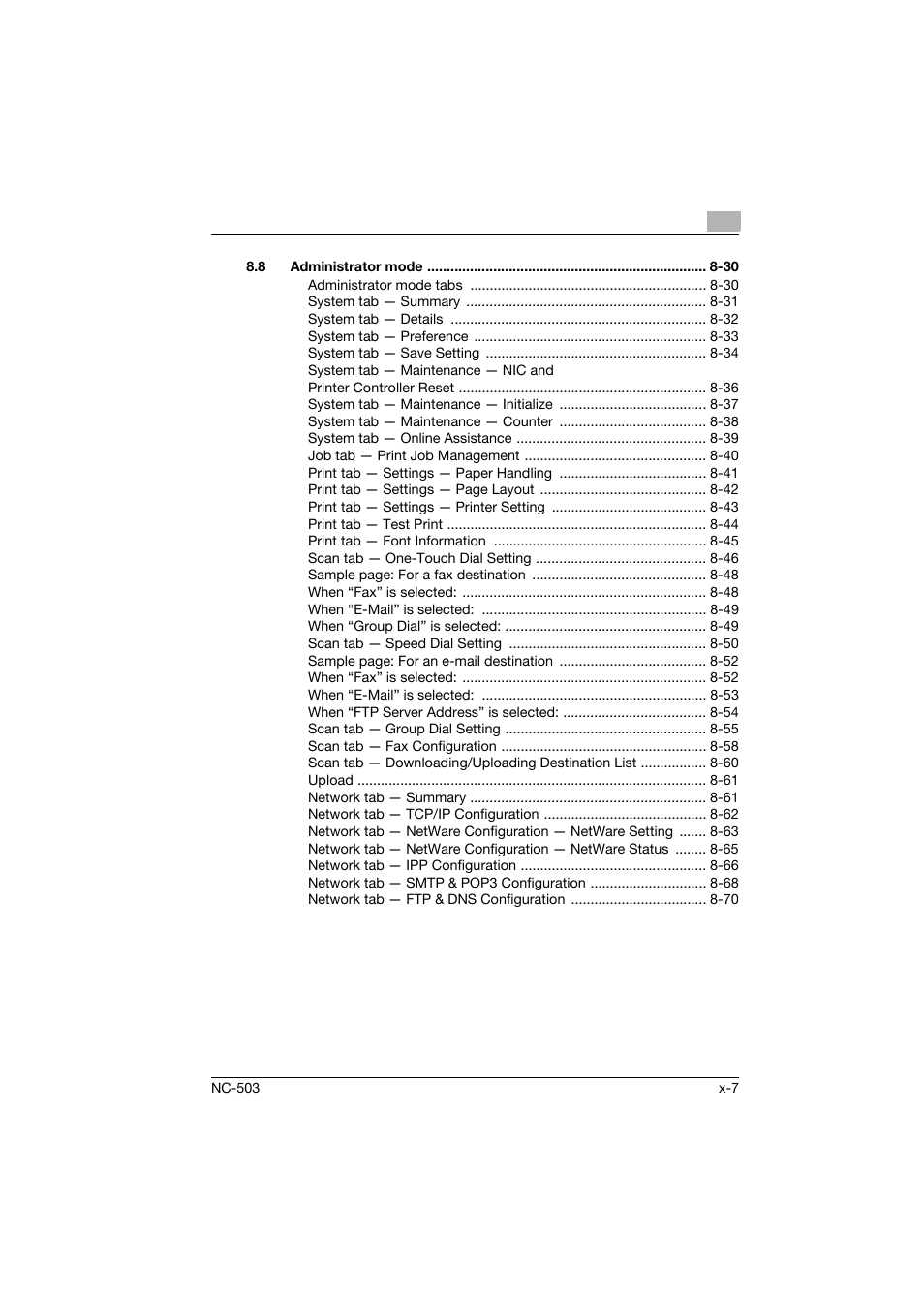 Konica Minolta NC-503 User Manual | Page 8 / 244