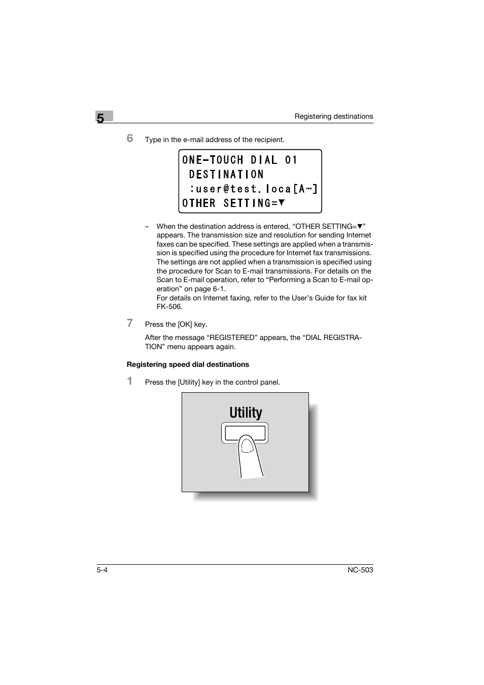 Registering speed dial destinations, Registering speed dial destinations -4 | Konica Minolta NC-503 User Manual | Page 93 / 244