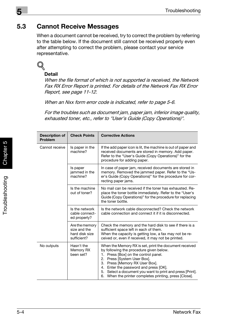 3 cannot receive messages, Cannot receive messages -4 | Konica Minolta bizhub C250 User Manual | Page 107 / 332