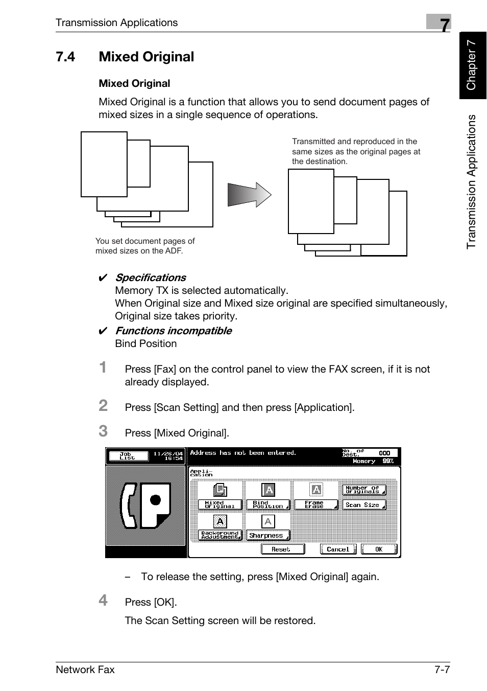 4 mixed original, Mixed original, Mixed original -7 | Konica Minolta bizhub C250 User Manual | Page 122 / 332