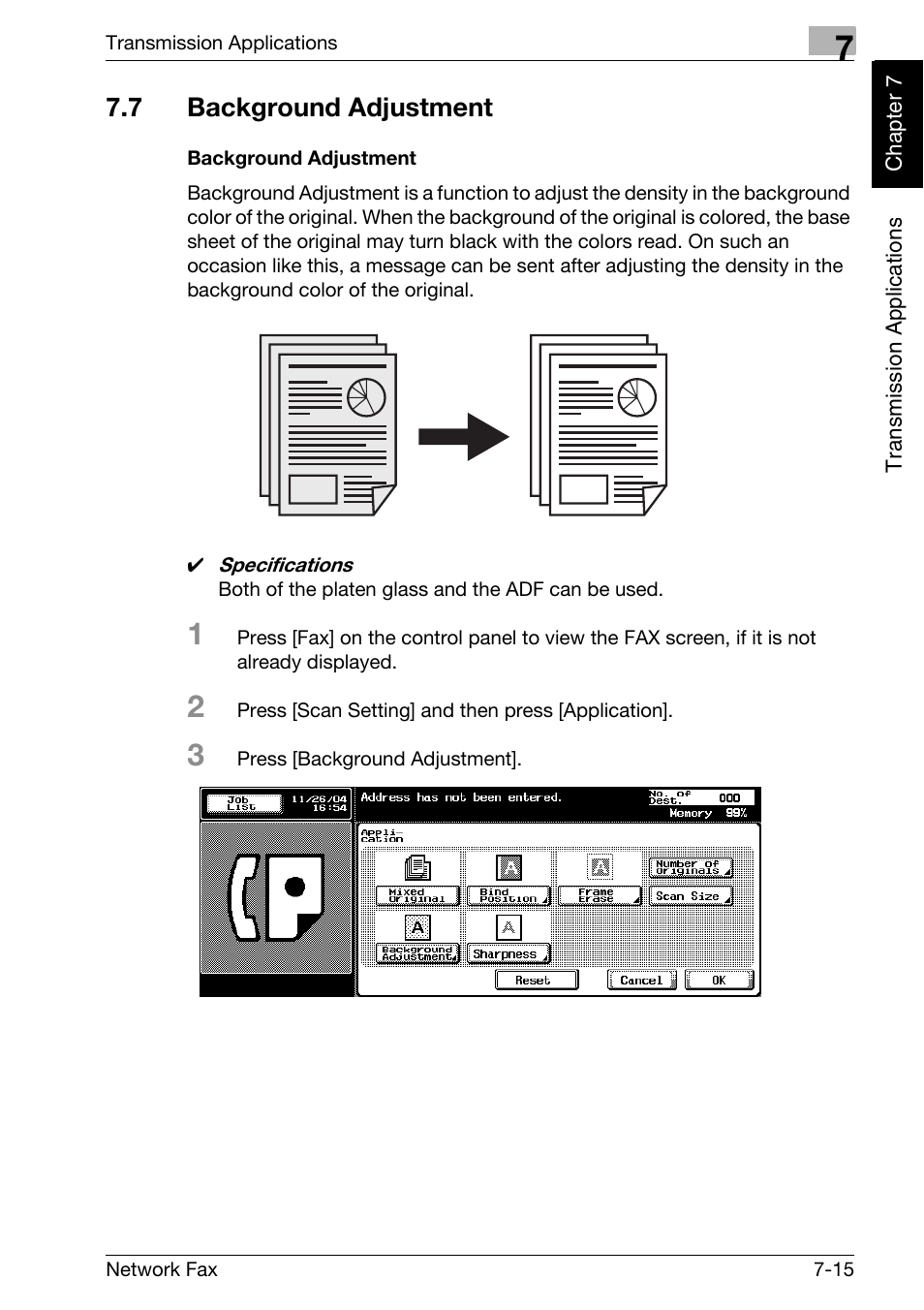 7 background adjustment, Background adjustment, Background adjustment -15 | Konica Minolta bizhub C250 User Manual | Page 130 / 332