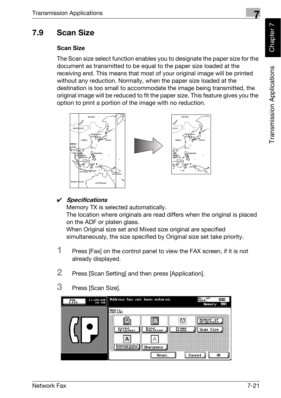 9 scan size, Scan size, Scan size -21 | Konica Minolta bizhub C250 User Manual | Page 136 / 332