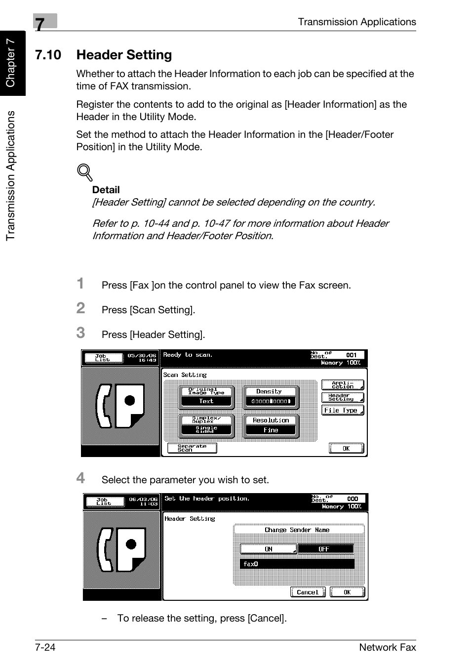 10 header setting, Header setting -24 | Konica Minolta bizhub C250 User Manual | Page 139 / 332