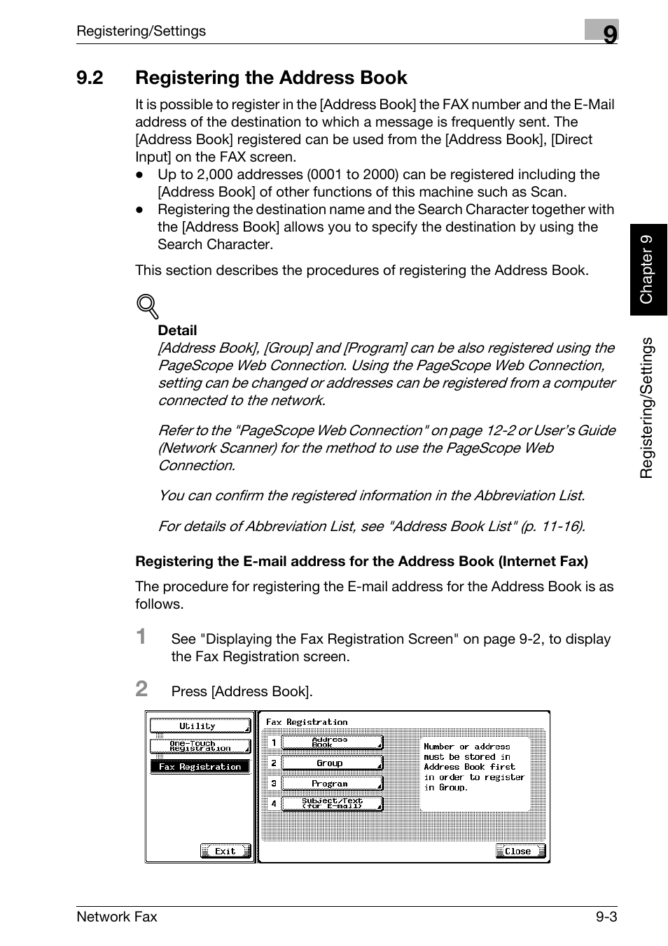 2 registering the address book, Registering the address book -3 | Konica Minolta bizhub C250 User Manual | Page 152 / 332