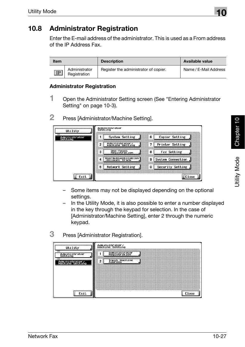 8 administrator registration, Administrator registration, Administrator registration -27 | Konica Minolta bizhub C250 User Manual | Page 204 / 332