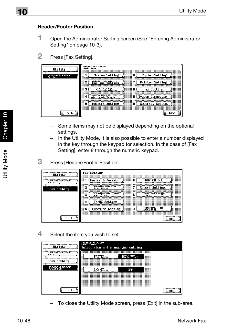 Header/footer position | Konica Minolta bizhub C250 User Manual | Page 225 / 332