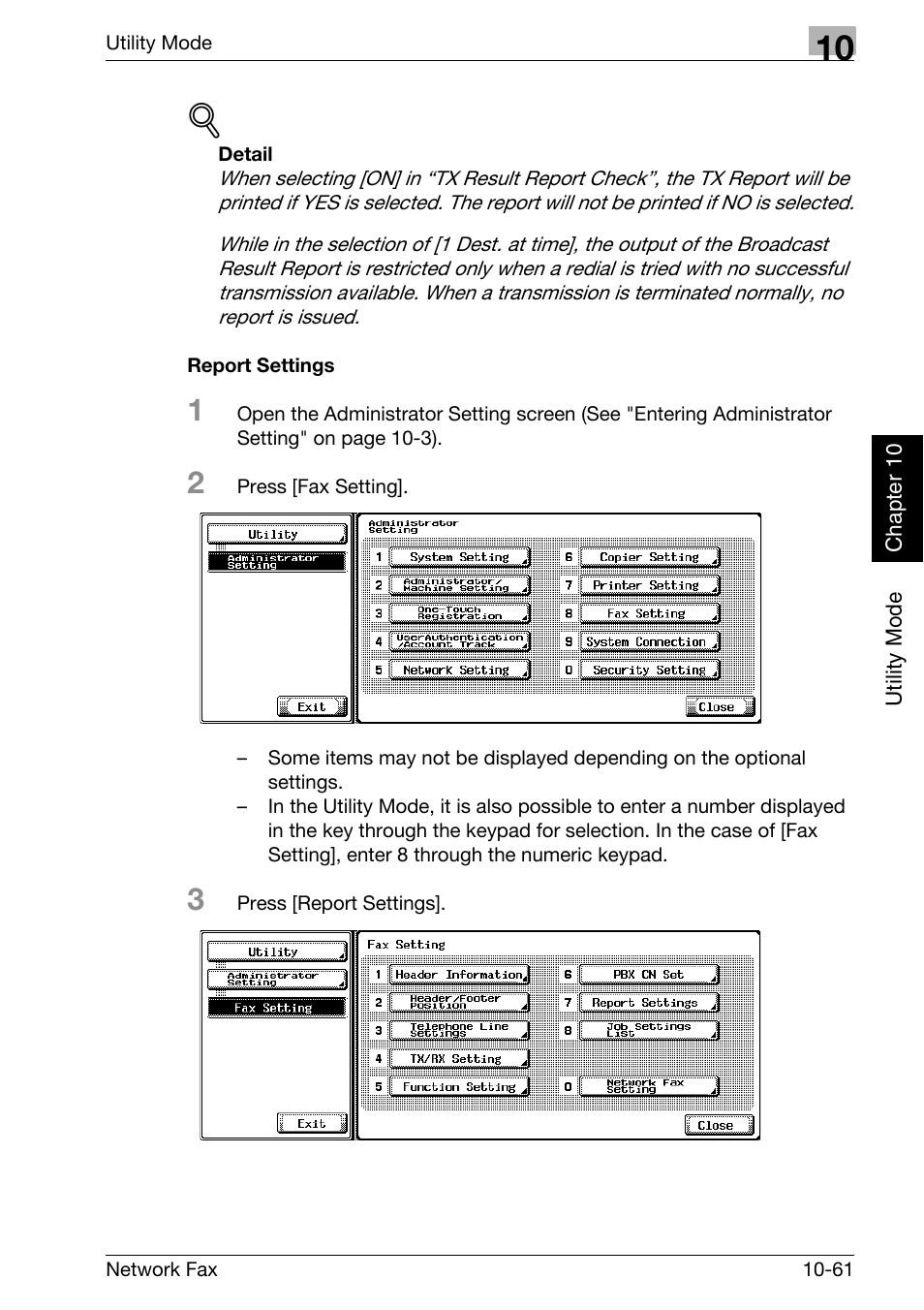 Report settings | Konica Minolta bizhub C250 User Manual | Page 238 / 332