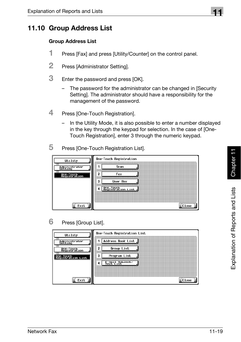 10 group address list, Group address list, 10 group address list -19 | Konica Minolta bizhub C250 User Manual | Page 264 / 332
