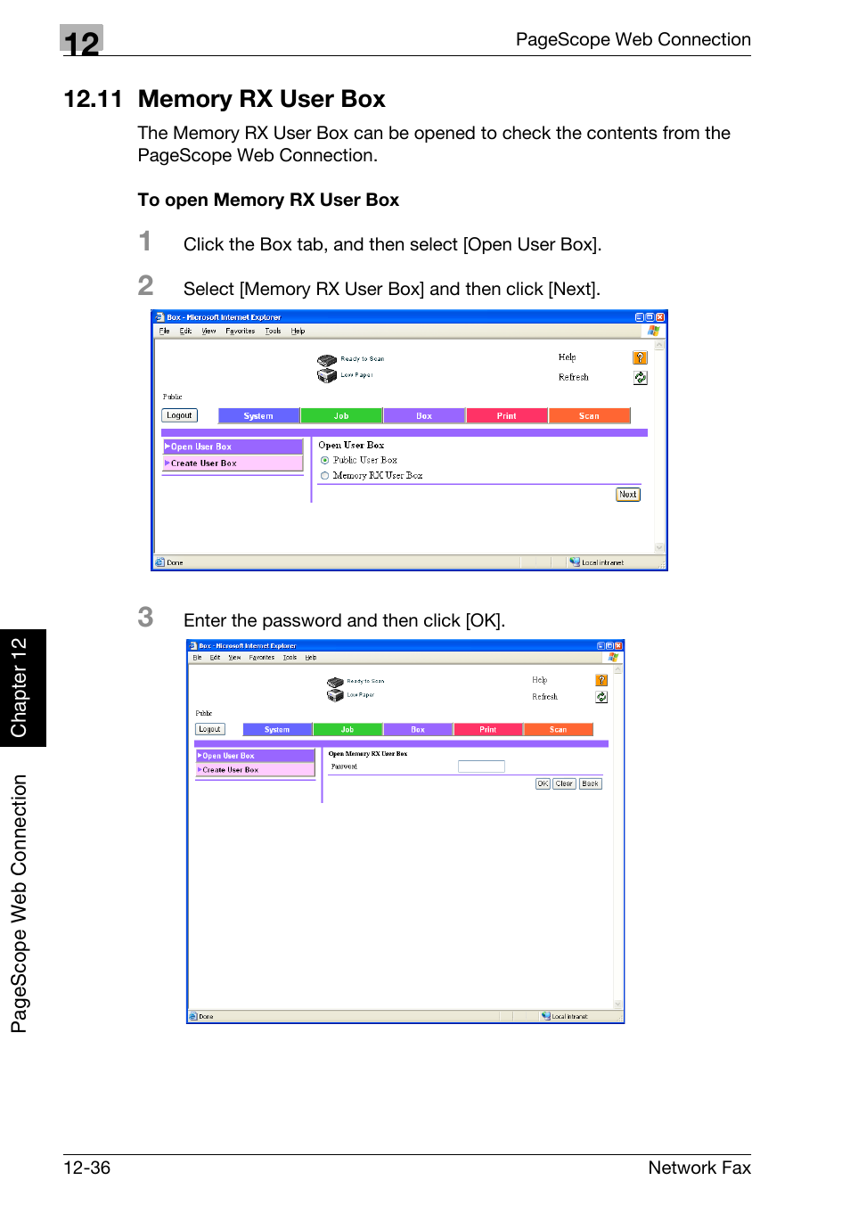 11 memory rx user box, To open memory rx user box, 11 memory rx user box -36 | Konica Minolta bizhub C250 User Manual | Page 313 / 332