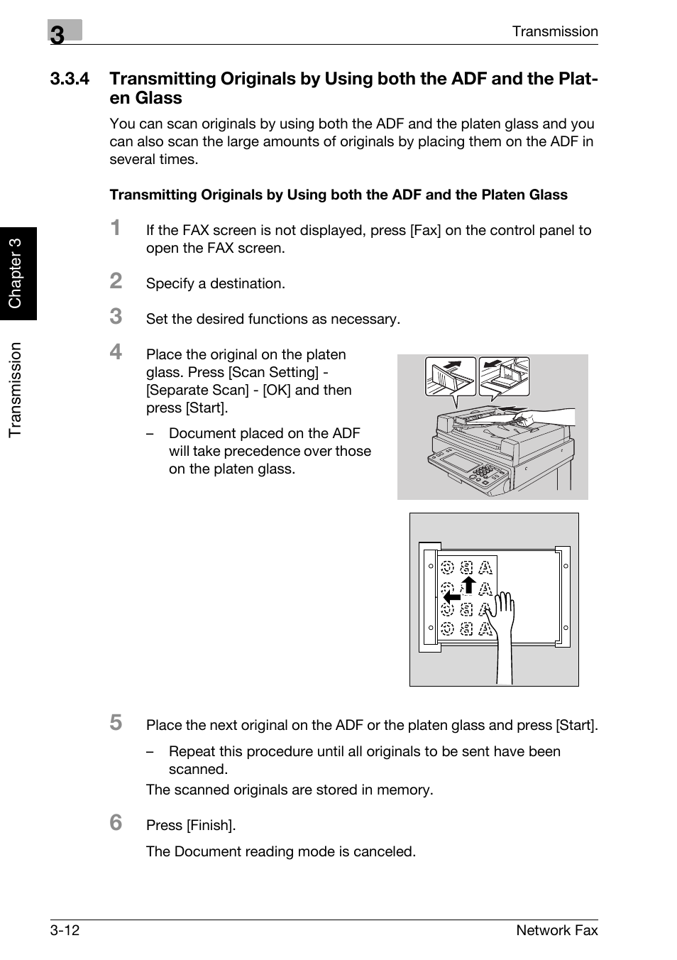 Transmitting originals by, Using both the adf and the platen glass -12 | Konica Minolta bizhub C250 User Manual | Page 49 / 332