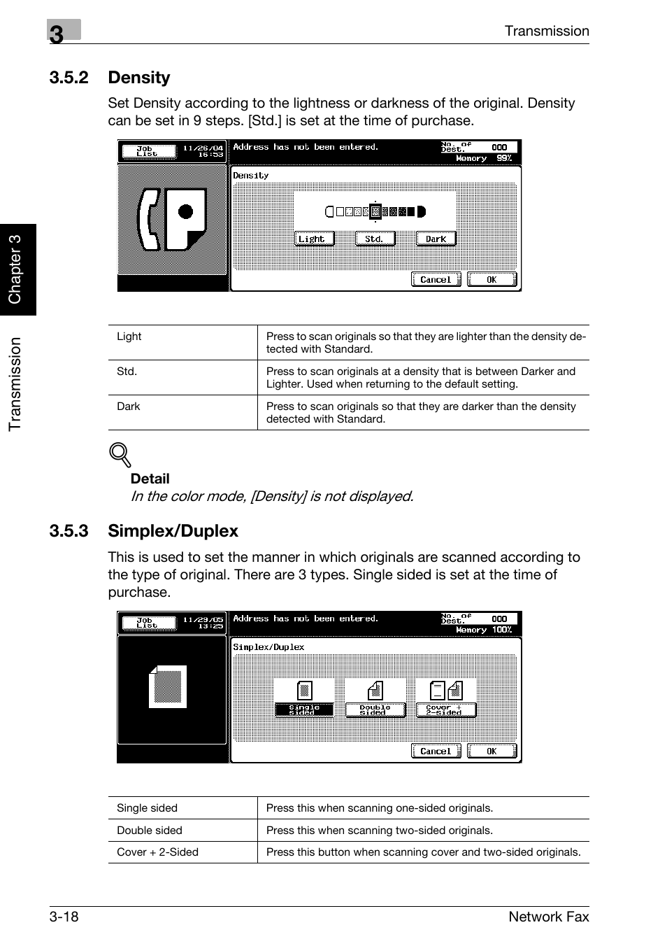 2 density, 3 simplex/duplex, Density -18 | Simplex/duplex -18 | Konica Minolta bizhub C250 User Manual | Page 55 / 332