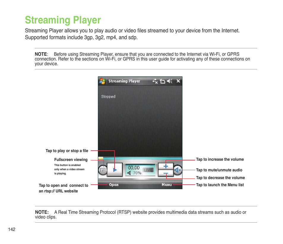 Streaming player | Asus P565 User Manual | Page 142 / 190