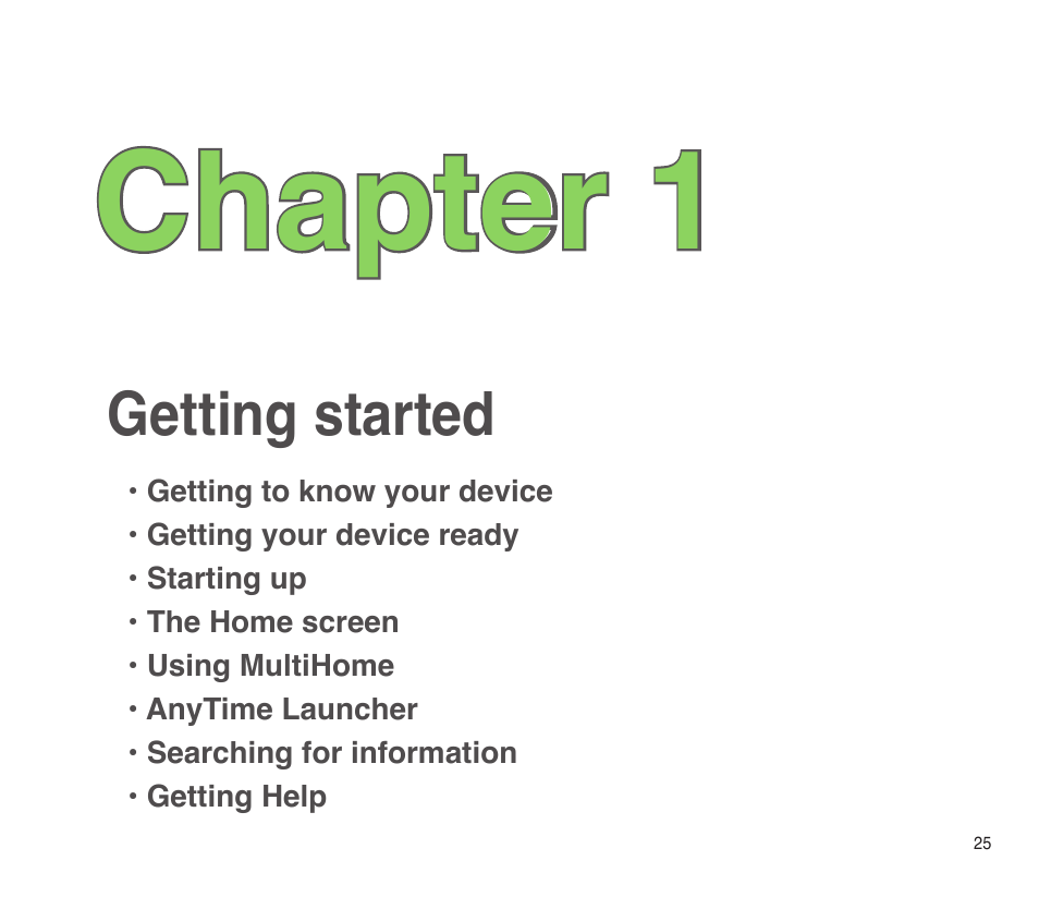 Chapter 1: getting started, Getting started, Chapter 1 | Asus P565 User Manual | Page 25 / 190