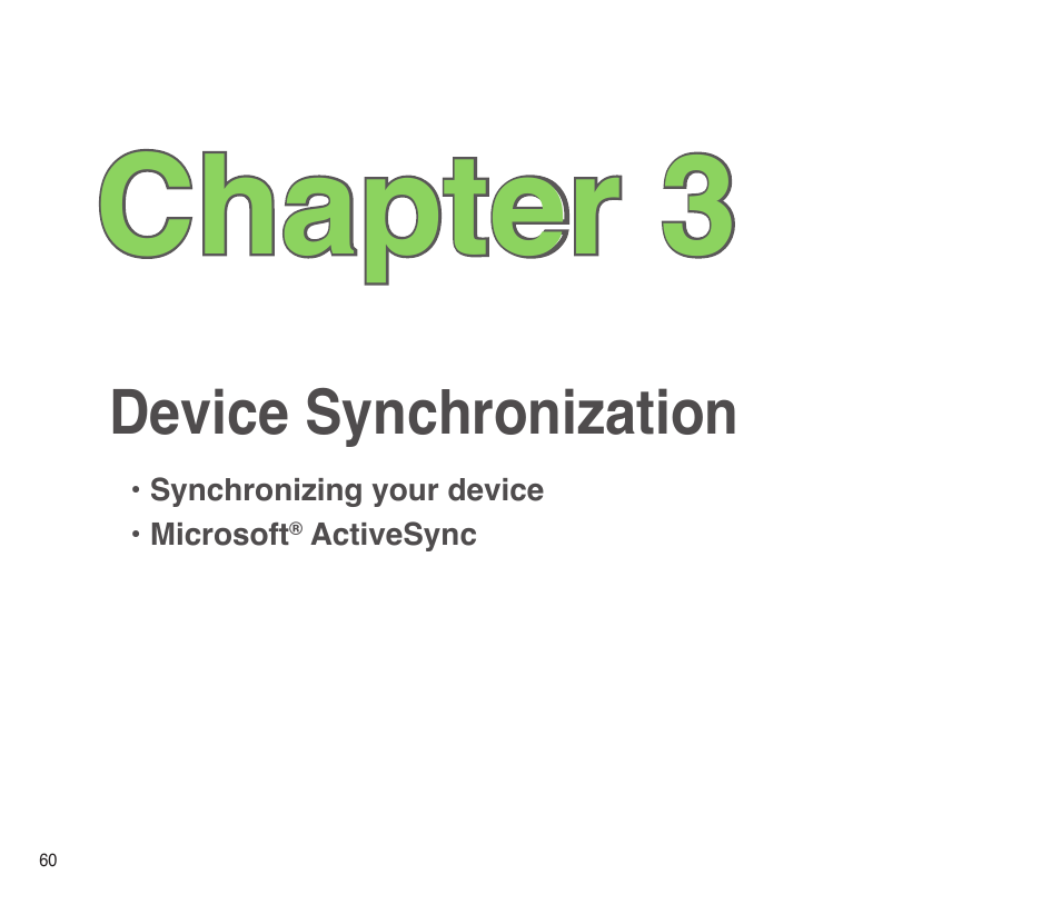 Chapter 3: device synchronization, Device synchronization, Chapter 3 | Asus P565 User Manual | Page 60 / 190