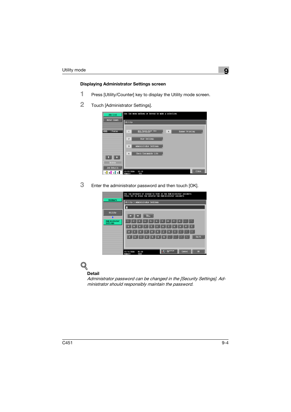 Displaying administrator settings screen, Displaying administrator settings screen -4 | Konica Minolta bizhub C451 User Manual | Page 250 / 399