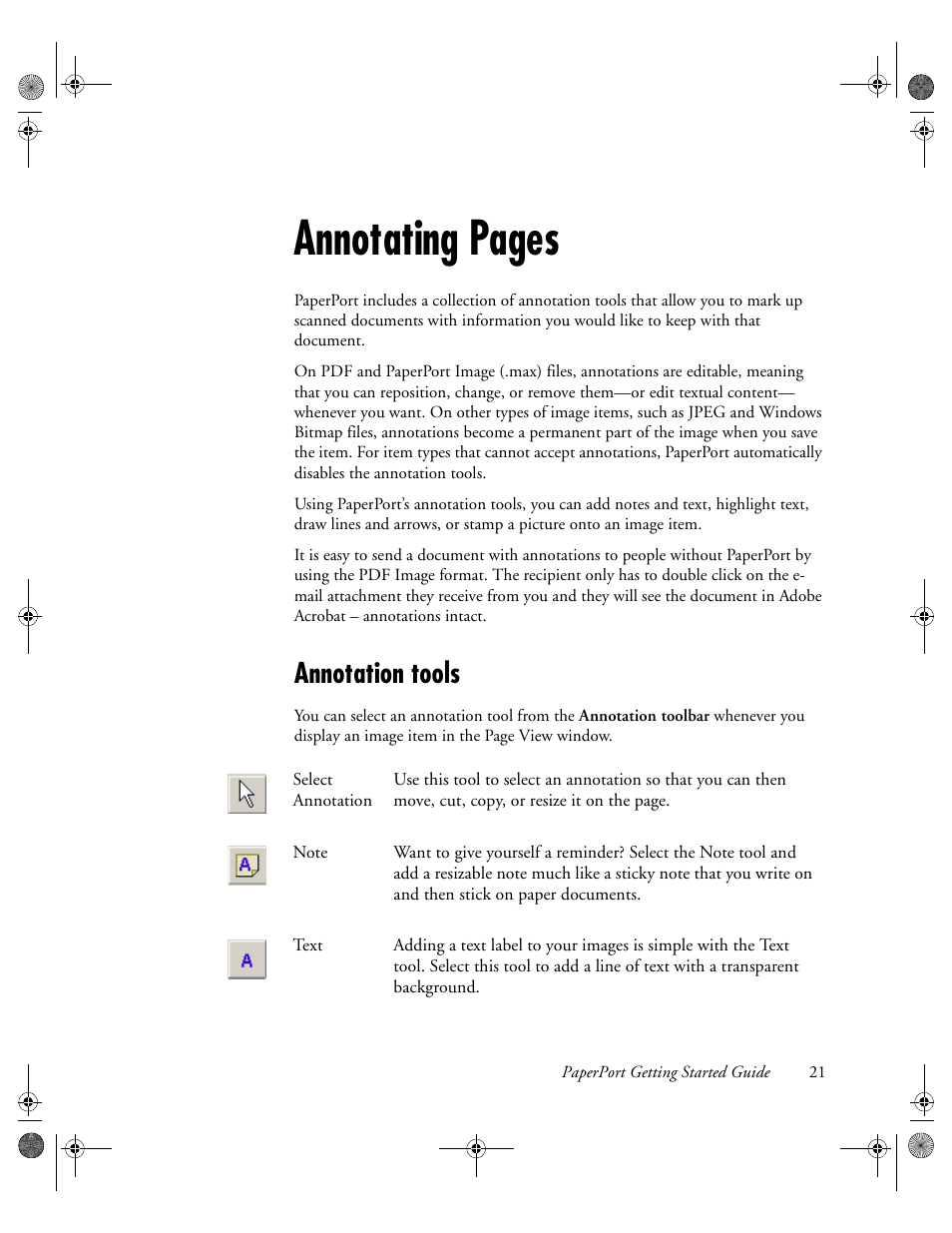 Annotation tools, Annotating pages | Konica Minolta Unity User Manual | Page 21 / 35