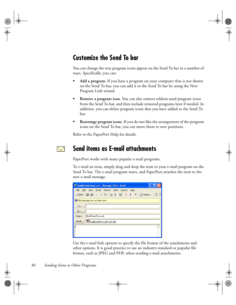 Customize the send to bar, Send items as e-mail attachments | Konica Minolta Unity User Manual | Page 30 / 35