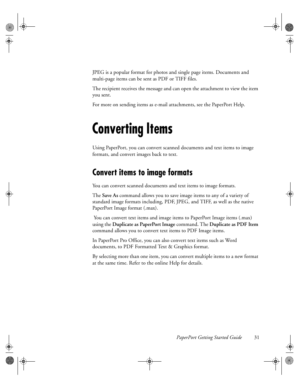 Converting items, Convert items to image formats | Konica Minolta Unity User Manual | Page 31 / 35