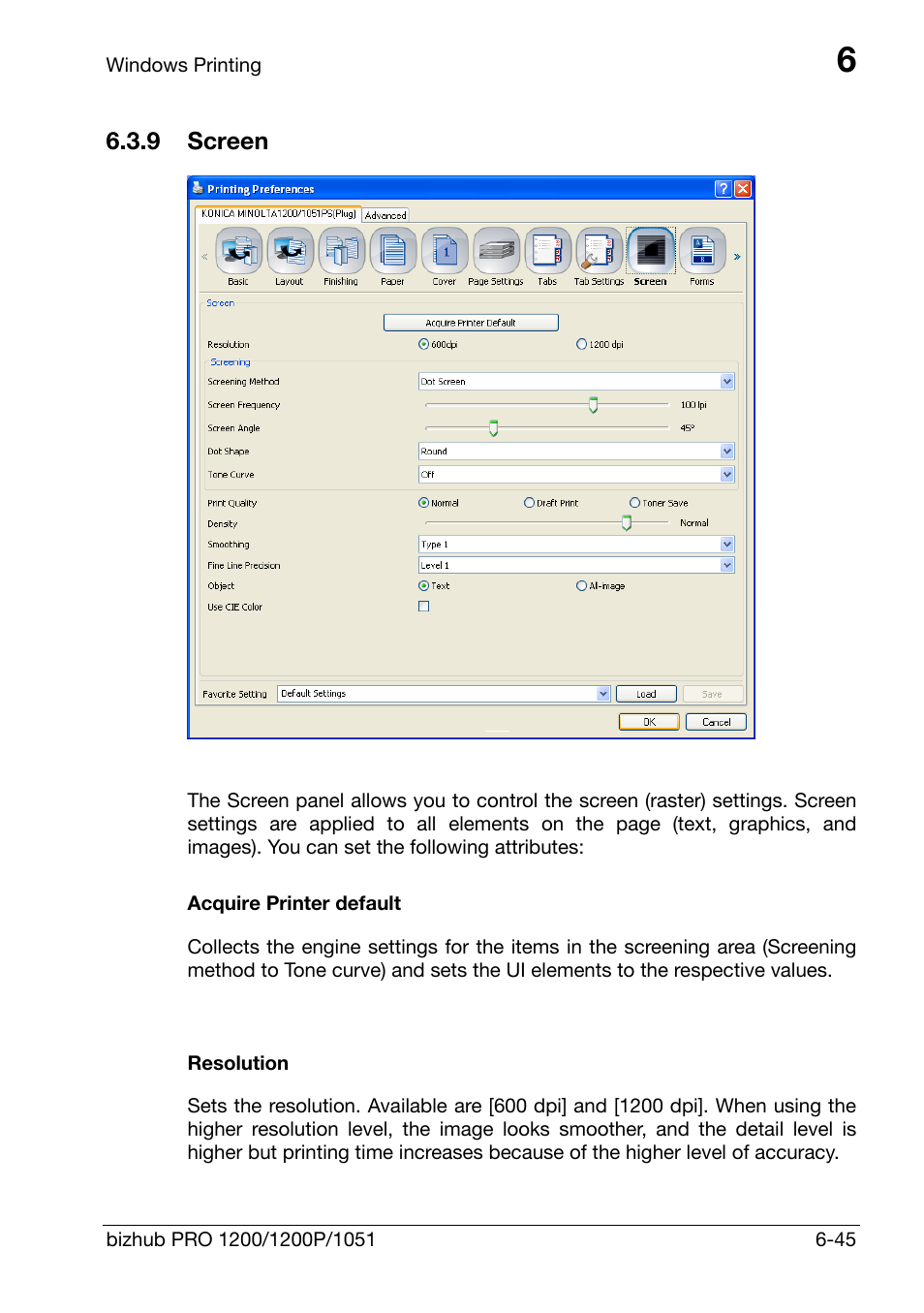 9 screen, Screen -45 | Konica Minolta bizhub PRO 1200 User Manual | Page 105 / 147