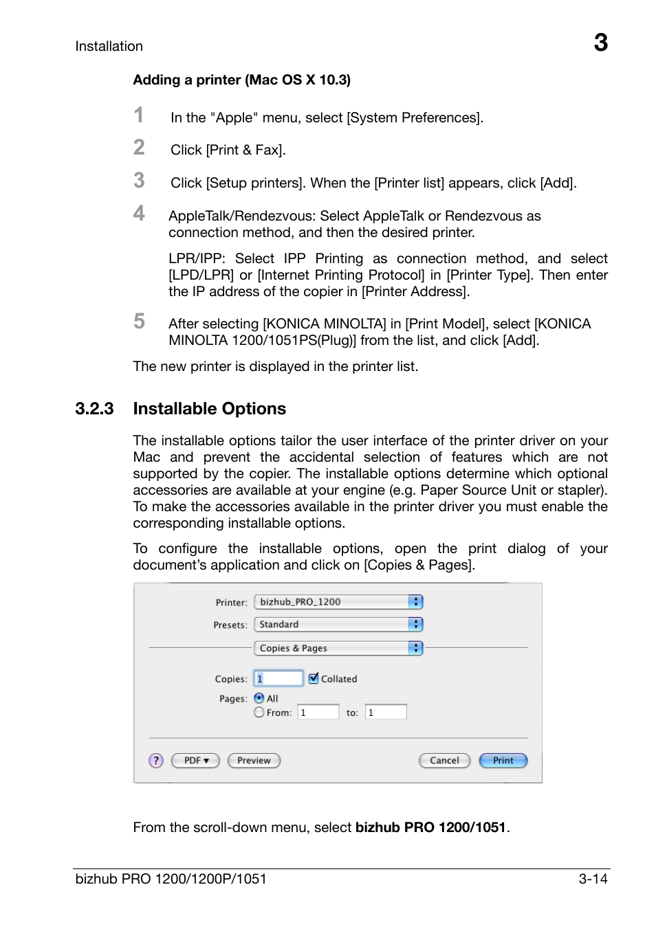 3 installable options, Installable options -14 | Konica Minolta bizhub PRO 1200 User Manual | Page 33 / 147