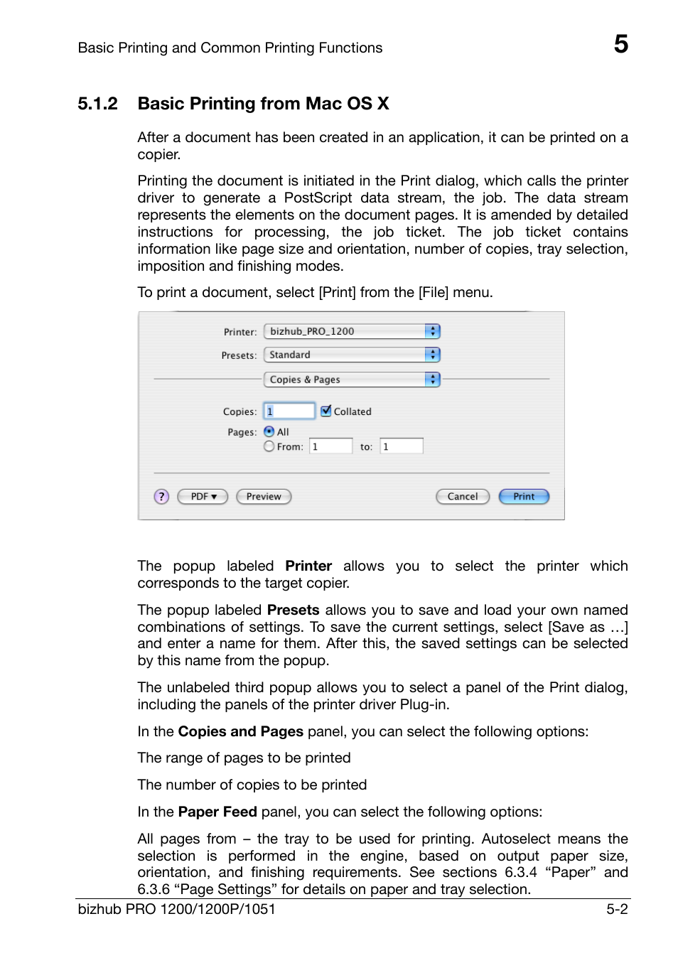 2 basic printing from mac os x, Basic printing from mac os x -2 | Konica Minolta bizhub PRO 1200 User Manual | Page 42 / 147