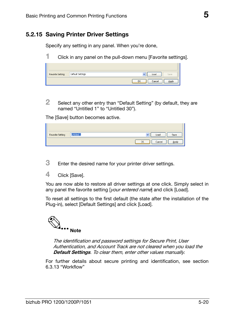 15 saving printer driver settings, Saving printer driver settings -20 | Konica Minolta bizhub PRO 1200 User Manual | Page 60 / 147
