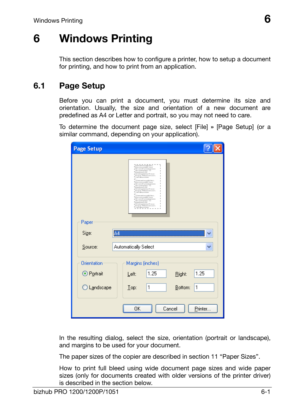 6 windows printing, Windows printing, 6windows printing | Konica Minolta bizhub PRO 1200 User Manual | Page 61 / 147