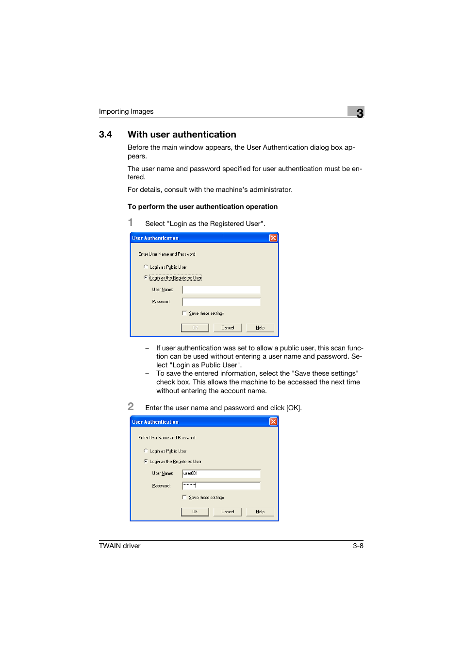 4 with user authentication, To perform the user authentication operation, With user authentication -8 | To perform the user authentication operation -8 | Konica Minolta BIZHUB C552 User Manual | Page 16 / 31
