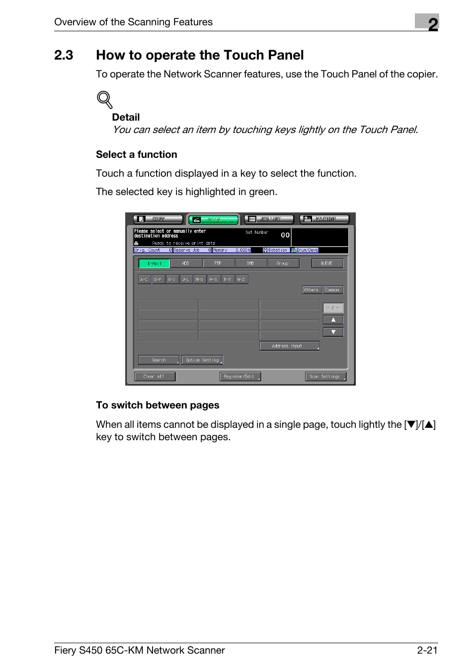 3 how to operate the touch panel, How to operate the touch panel -21 | Konica Minolta bizhub PRO C6500P User Manual | Page 32 / 101